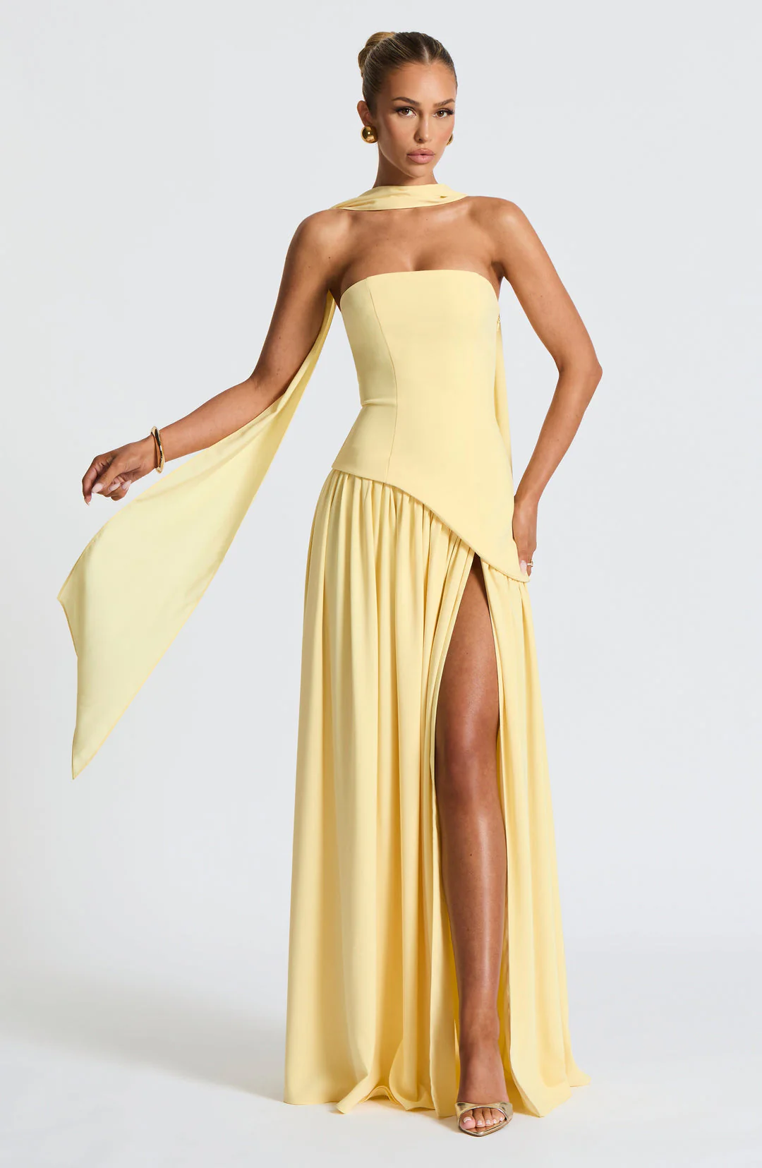 Women's strapless maxi gown with matching scarf – ZOEANDZANE