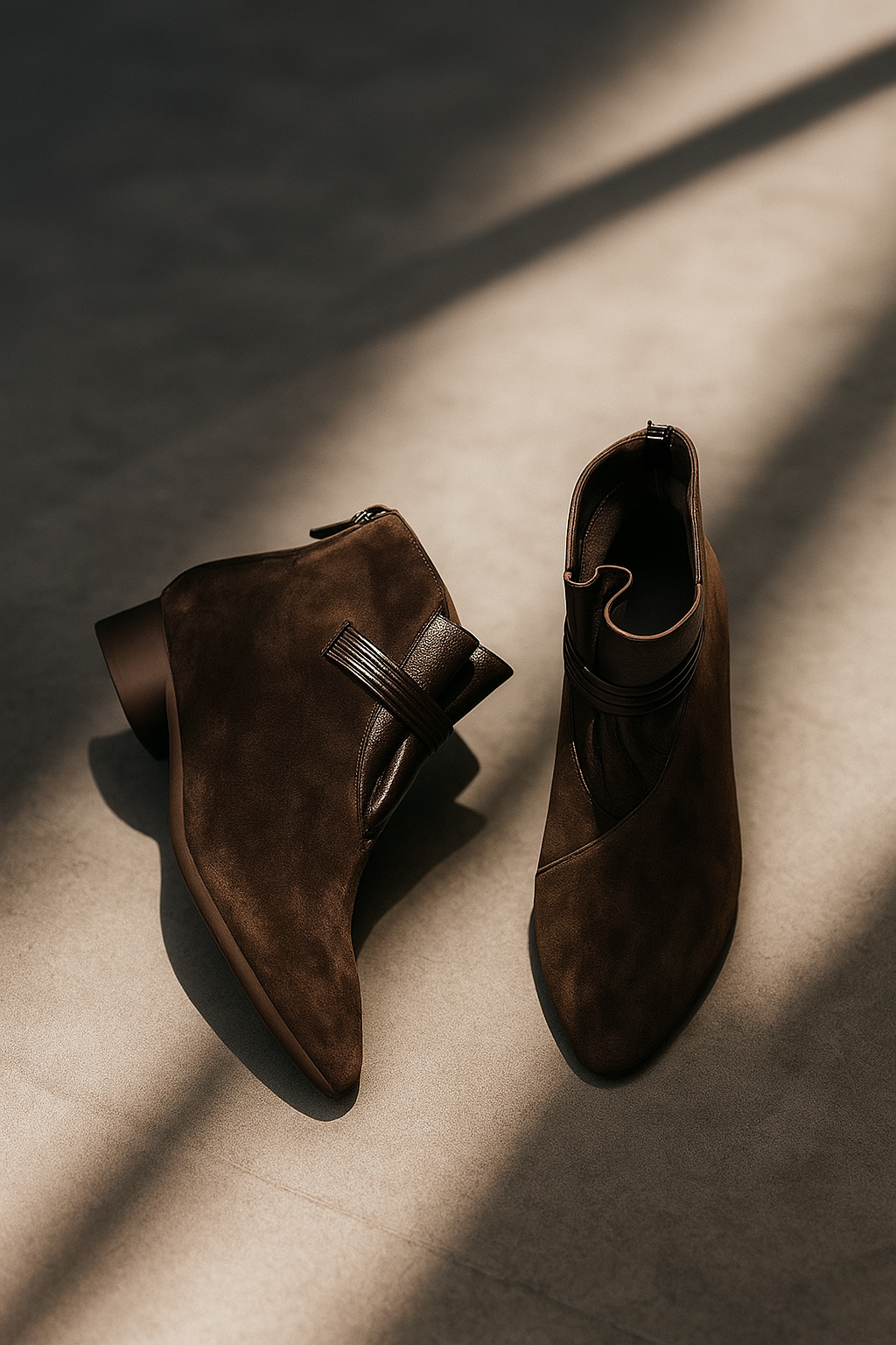 Women's ankle boots with crest detail and block heel