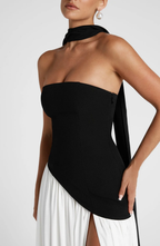 Women's strapless maxi gown with matching scarf
