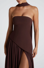 Women's strapless maxi gown with matching scarf