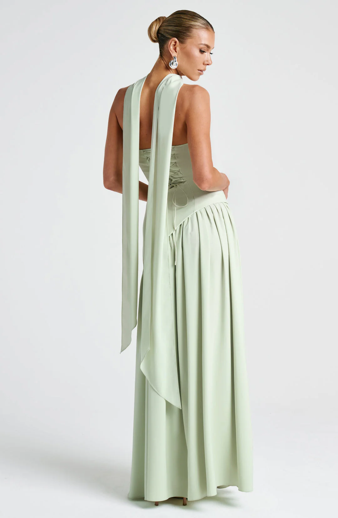 Women's strapless maxi gown with matching scarf