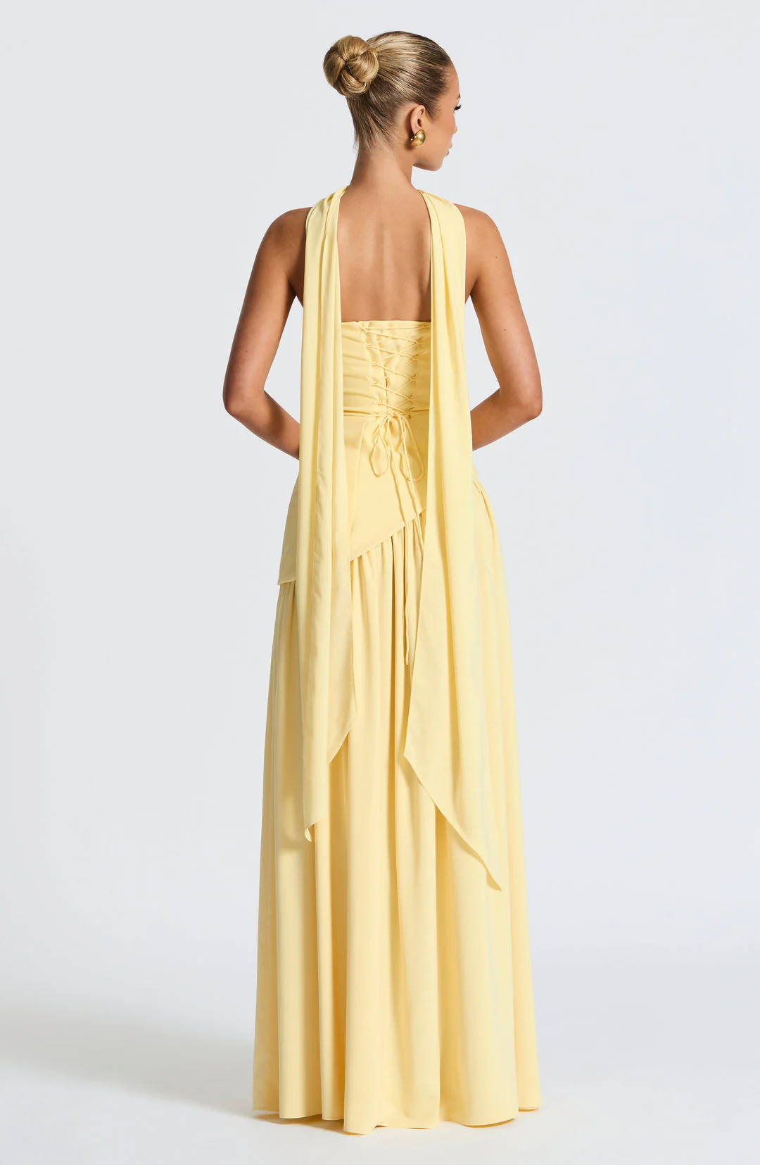 Women's strapless maxi gown with matching scarf