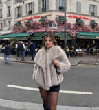 Women's oversized faux fur jacket with long sleeves