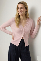 Women's lace cardigan with open-knit pattern