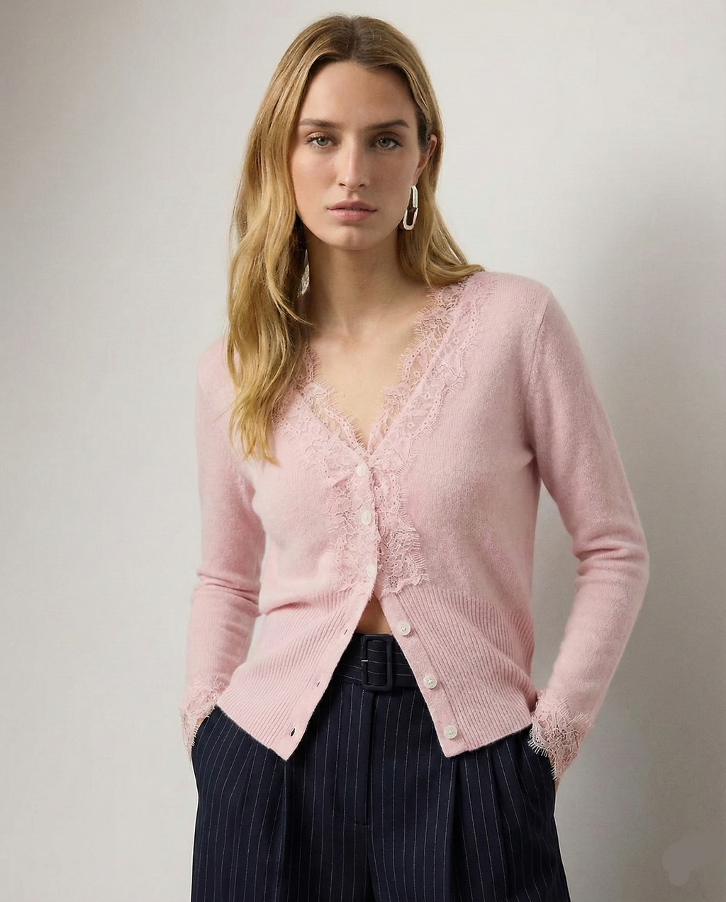 Women's lace cardigan with open-knit pattern