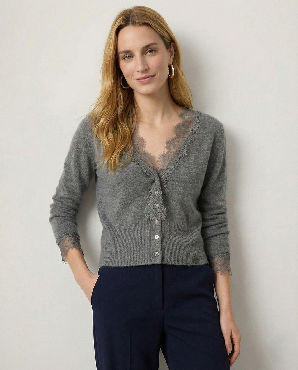 Women's lace cardigan with open-knit pattern