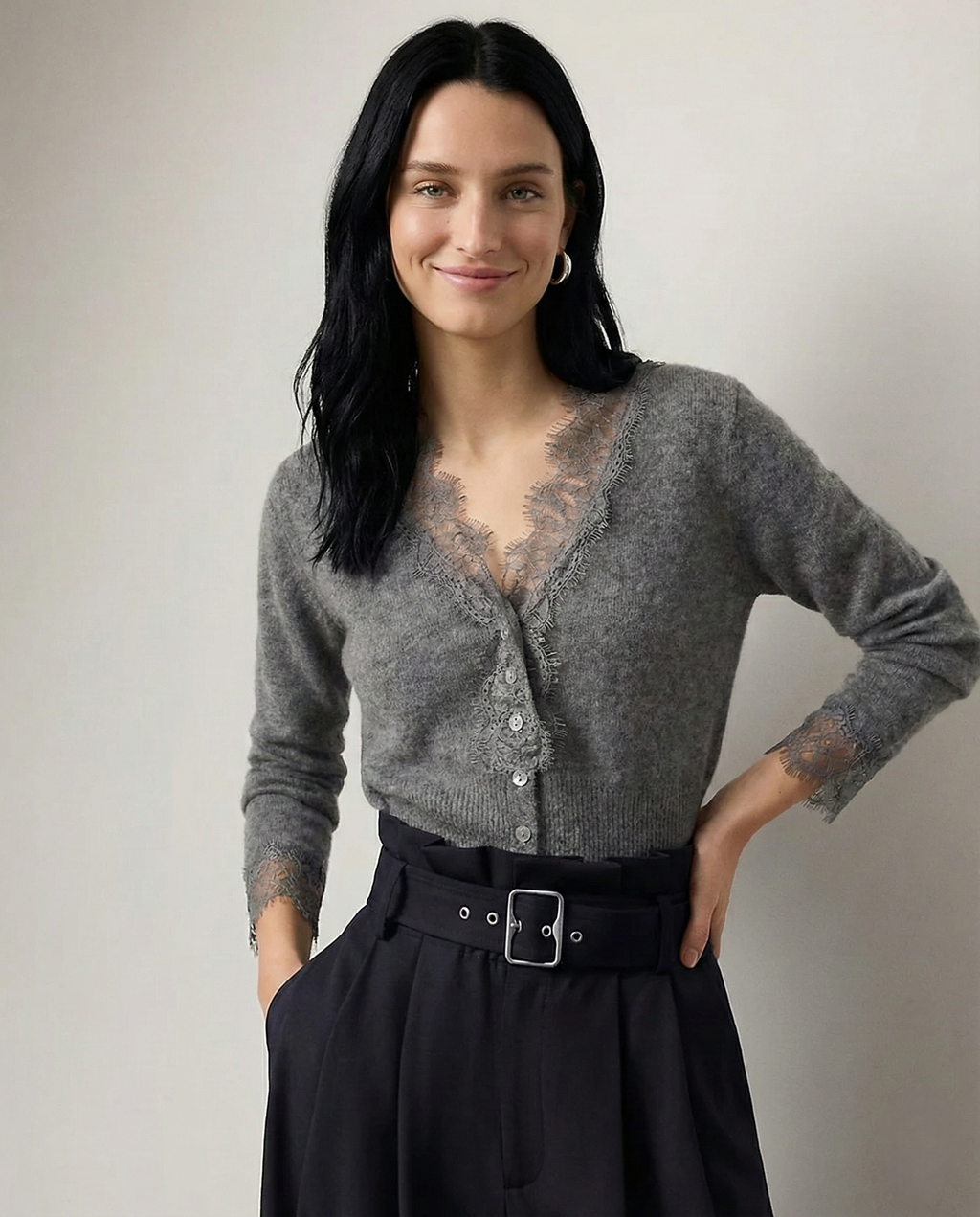 Women's lace cardigan with open-knit pattern