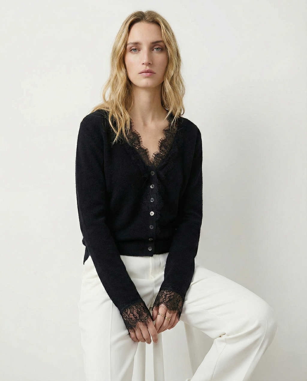 Women's lace cardigan with open-knit pattern