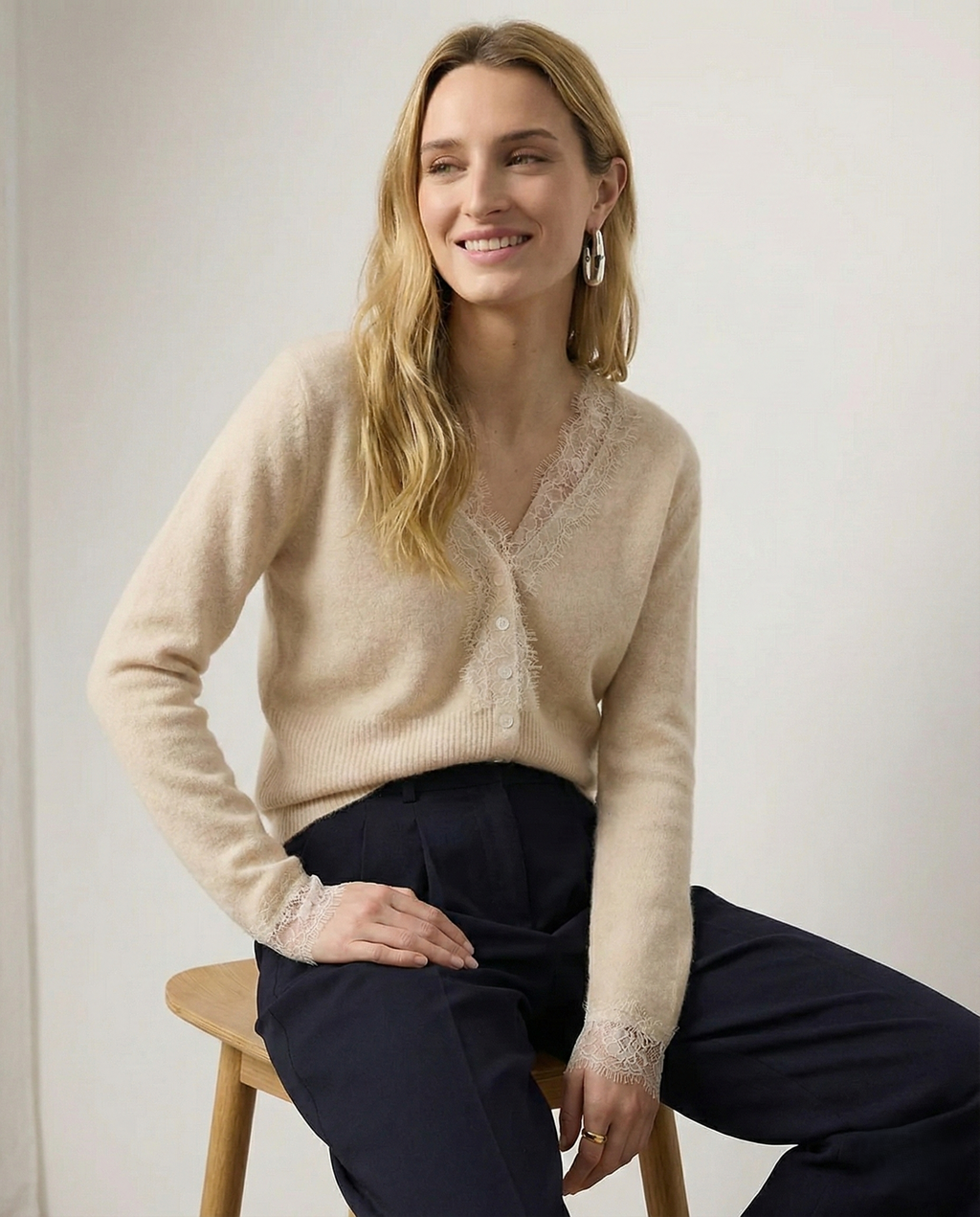 Women's lace cardigan with open-knit pattern