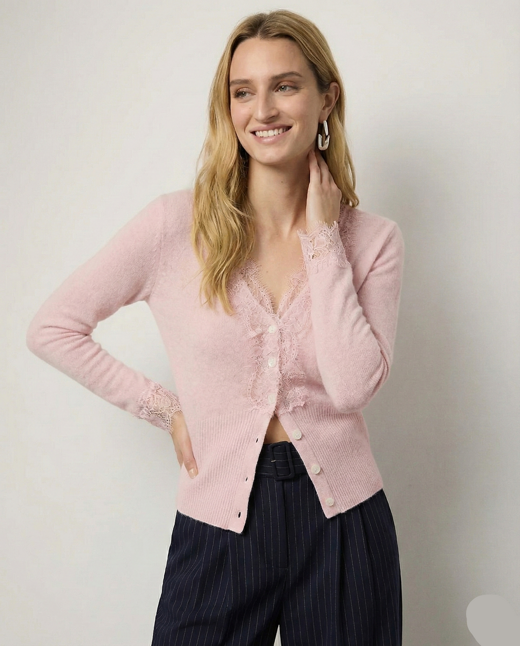 Women's lace cardigan with open-knit pattern