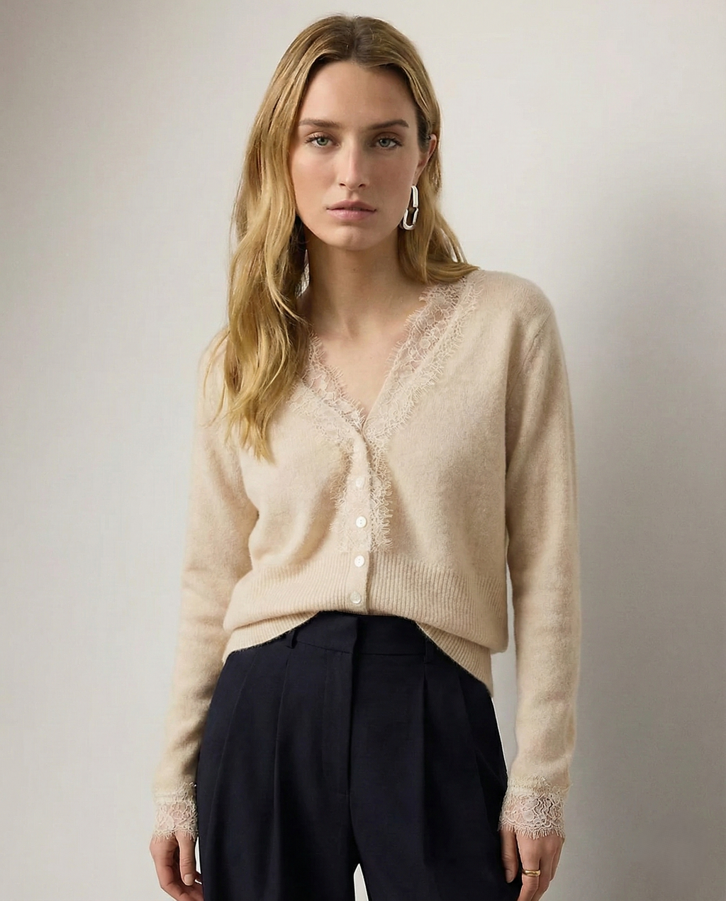 Women's lace cardigan with open-knit pattern