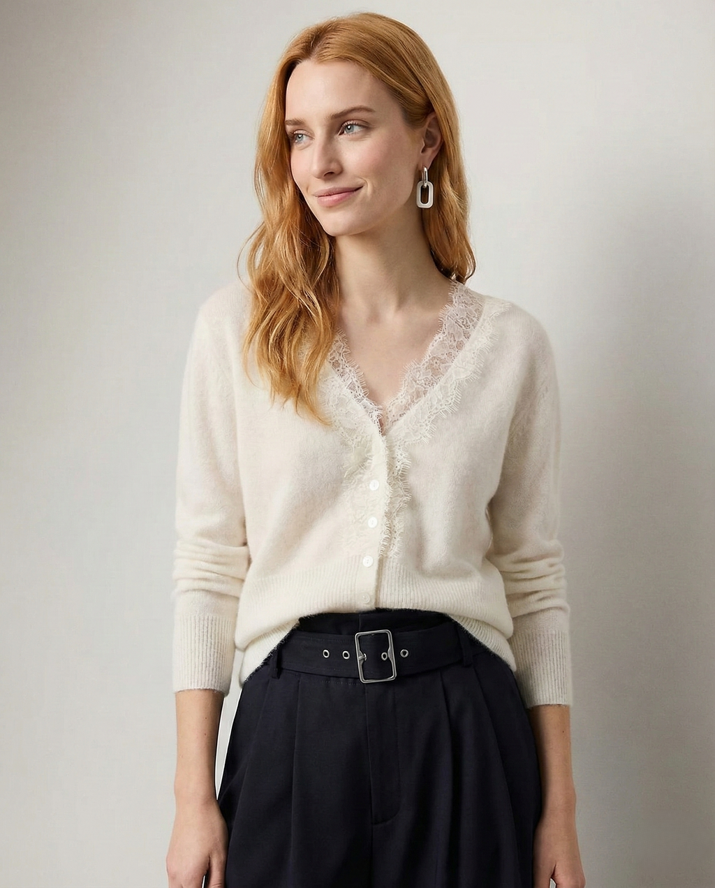 Women's lace cardigan with open-knit pattern