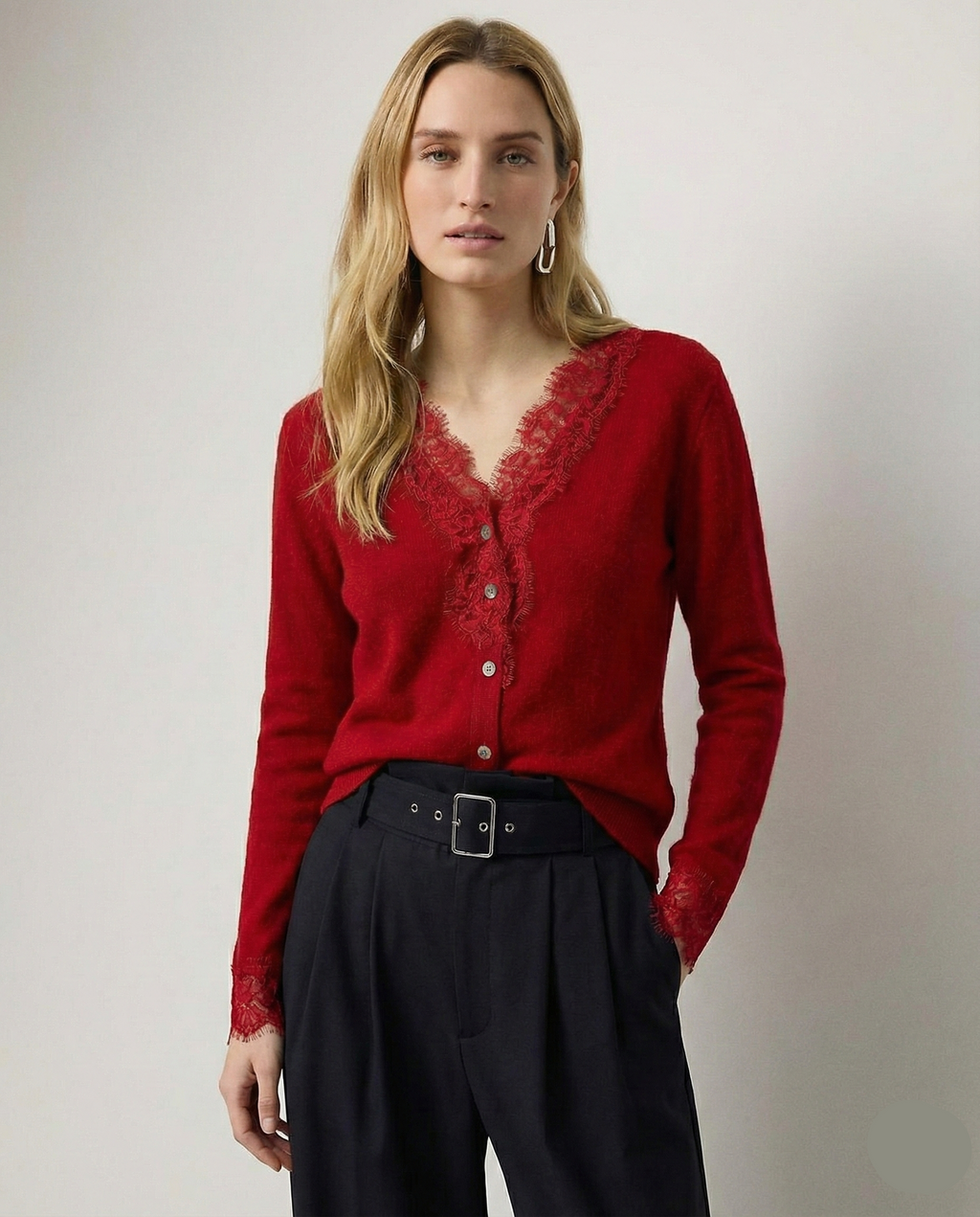 Women's lace cardigan with open-knit pattern