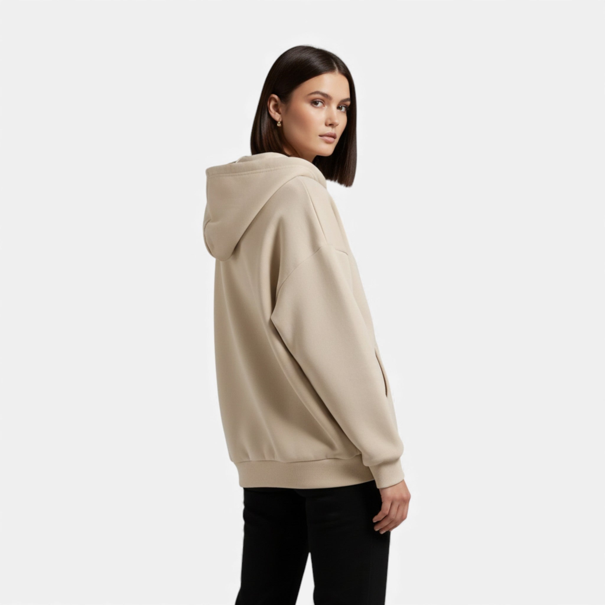 Women's zip-up hoodie with knit texture