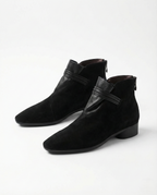 Women's ankle boots with crest detail and block heel