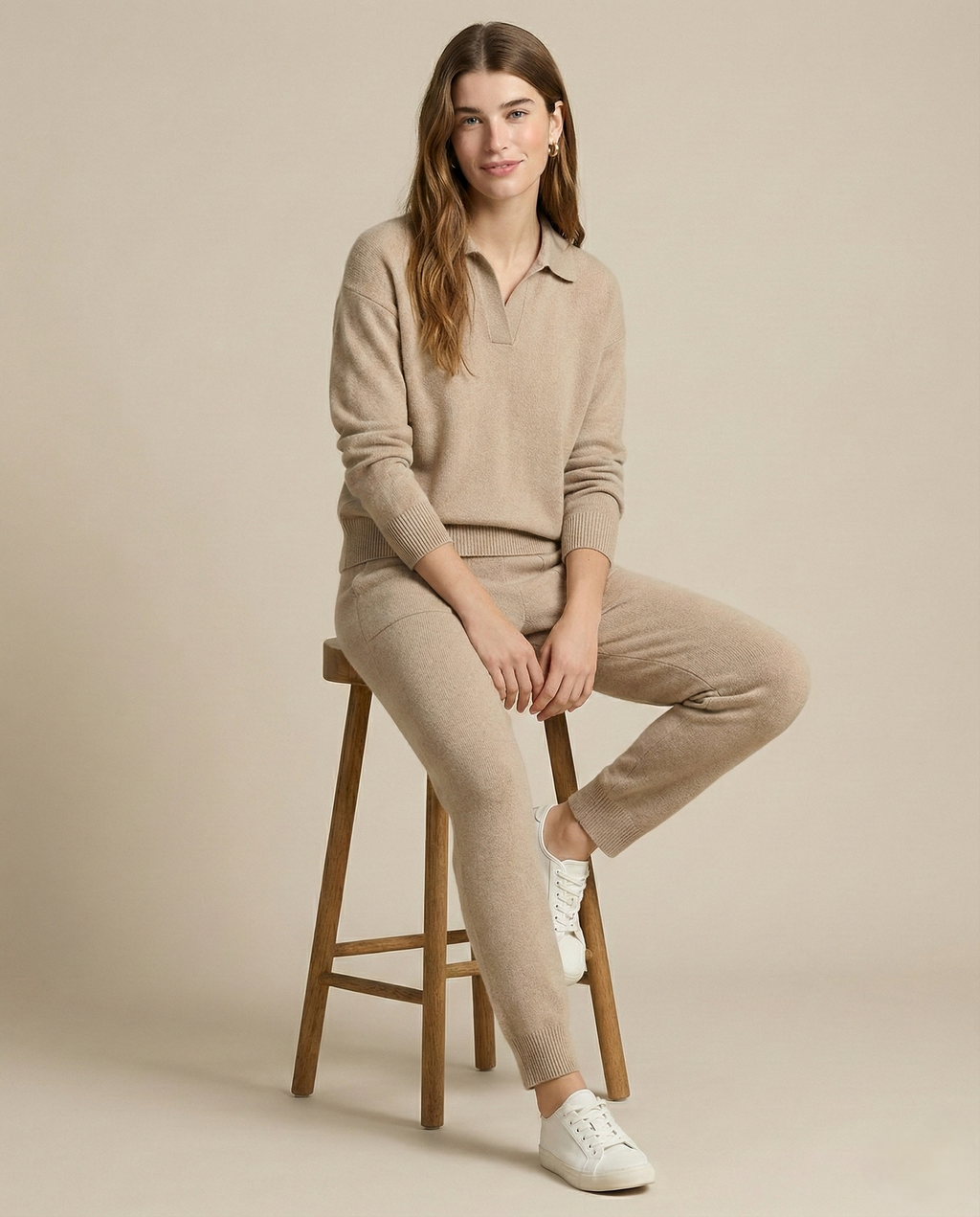 Women's polo neck knit co-ord set