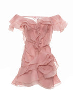Women's deep V-neck ruffled mini summer dress