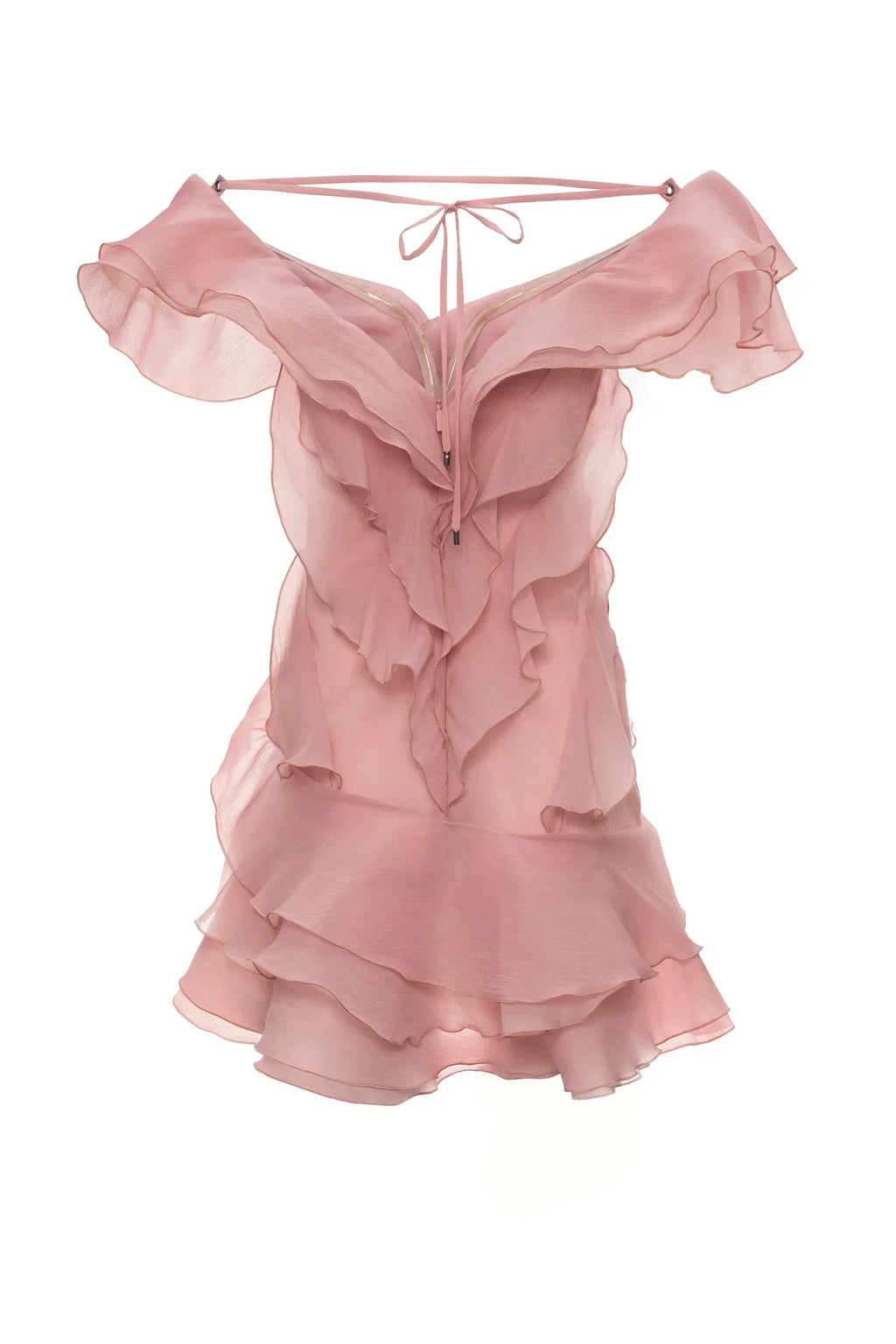 Women's deep V-neck ruffled mini summer dress