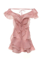 Women's deep V-neck ruffled mini summer dress