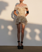 Women's deep V-neck ruffled mini summer dress