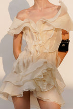 Women's deep V-neck ruffled mini summer dress