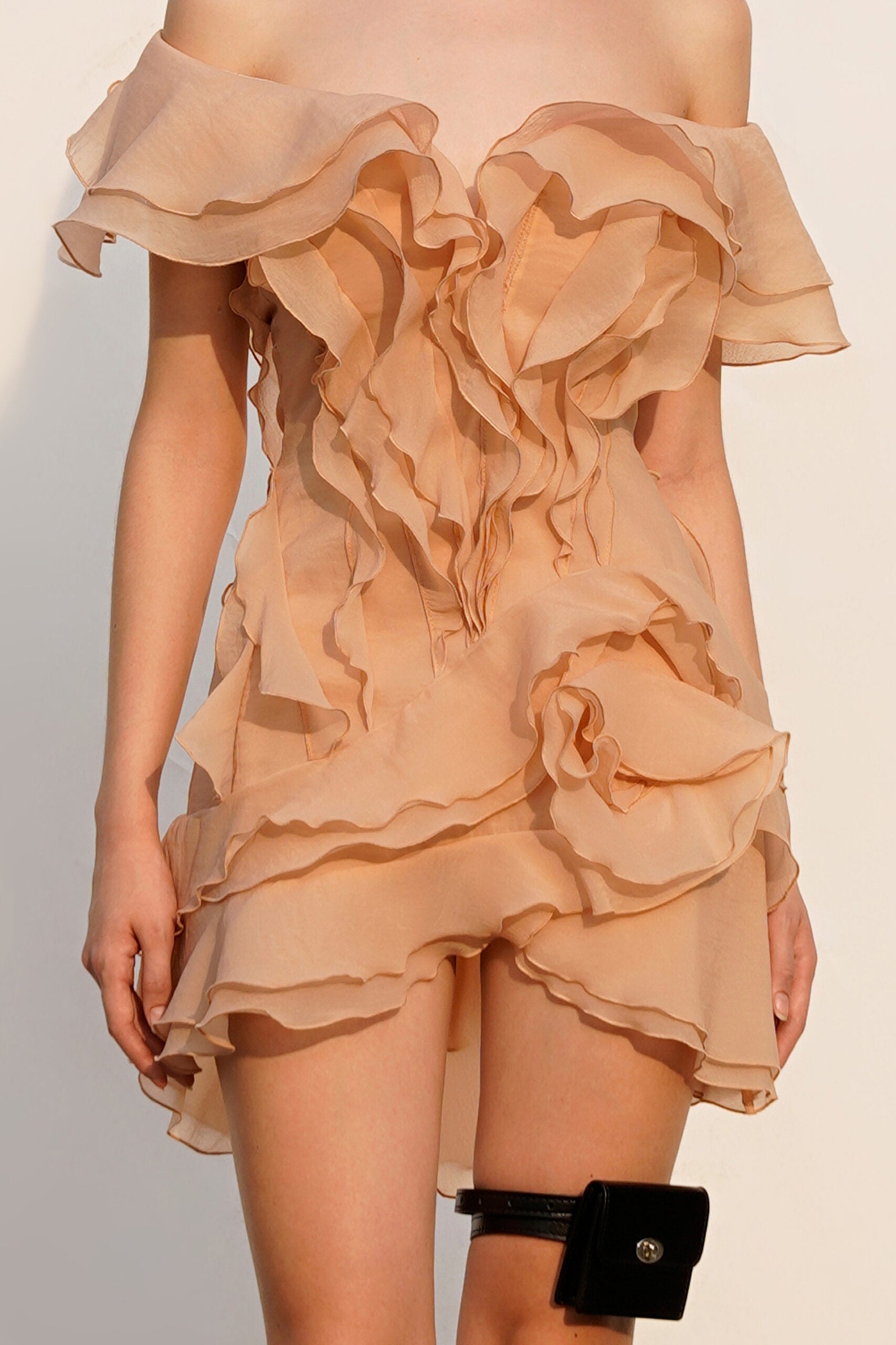 Women's deep V-neck ruffled mini summer dress