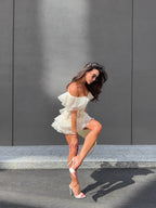 Women's deep V-neck ruffled mini summer dress