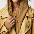 Women's waffle-knit hoodie with drawstring hood