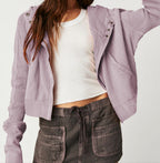 Women's waffle-knit hoodie with drawstring hood