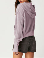 Women's waffle-knit hoodie with drawstring hood