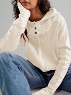 Women's waffle-knit hoodie with drawstring hood