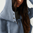 Women's waffle-knit hoodie with drawstring hood