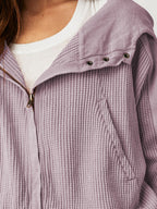 Women's waffle-knit hoodie with drawstring hood