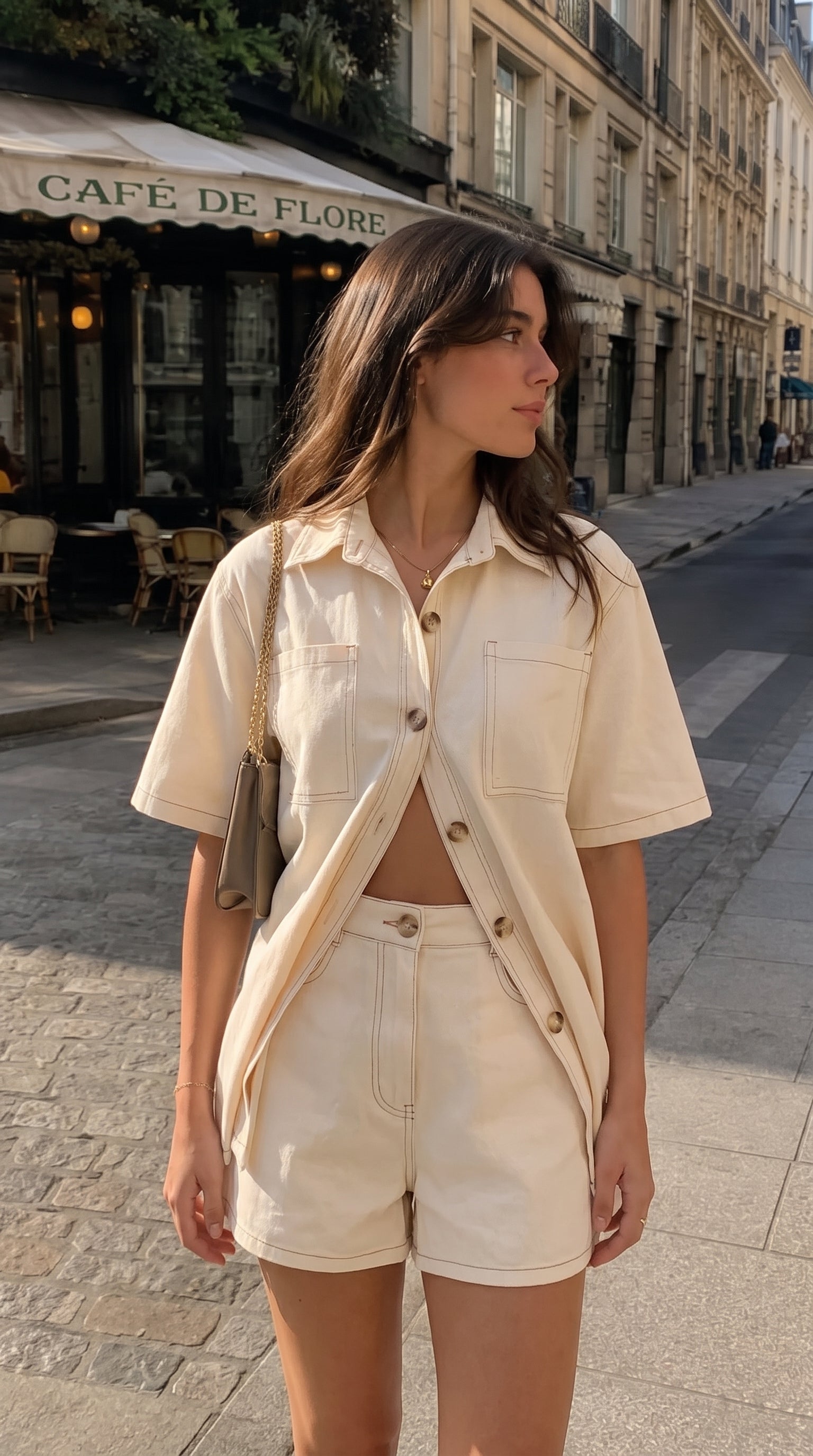 Women's denim oversized shirt and shorts summer set