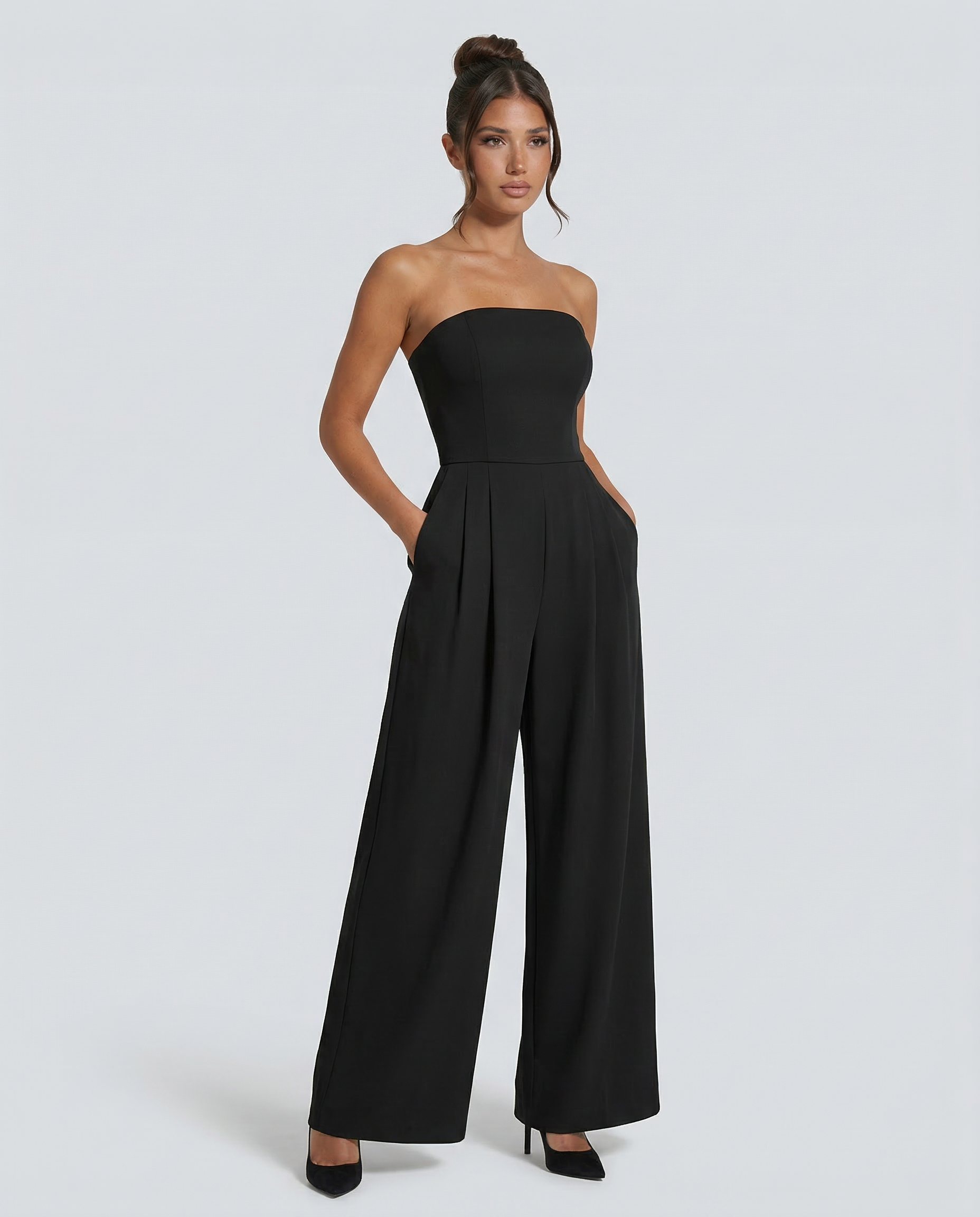 Women's strapless wide-leg jumpsuit