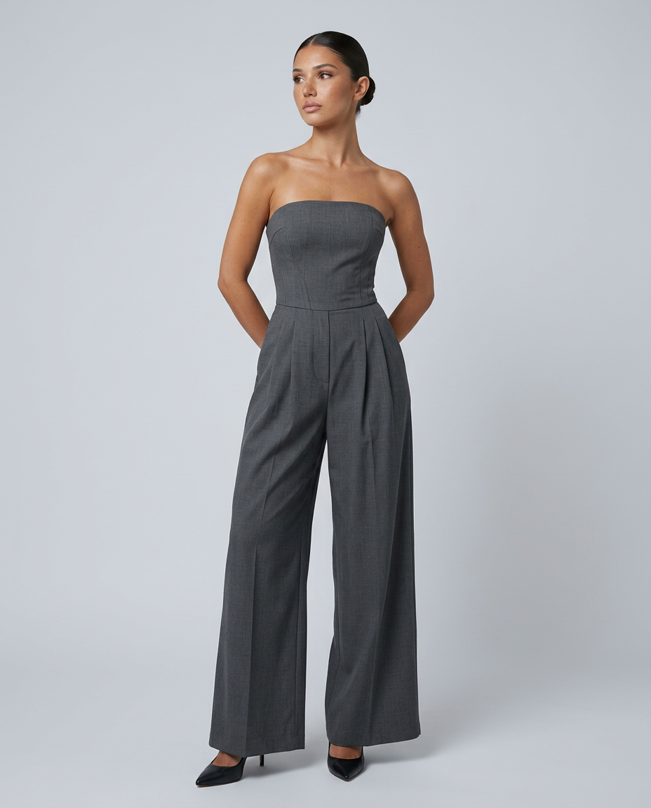 Women's strapless wide-leg jumpsuit