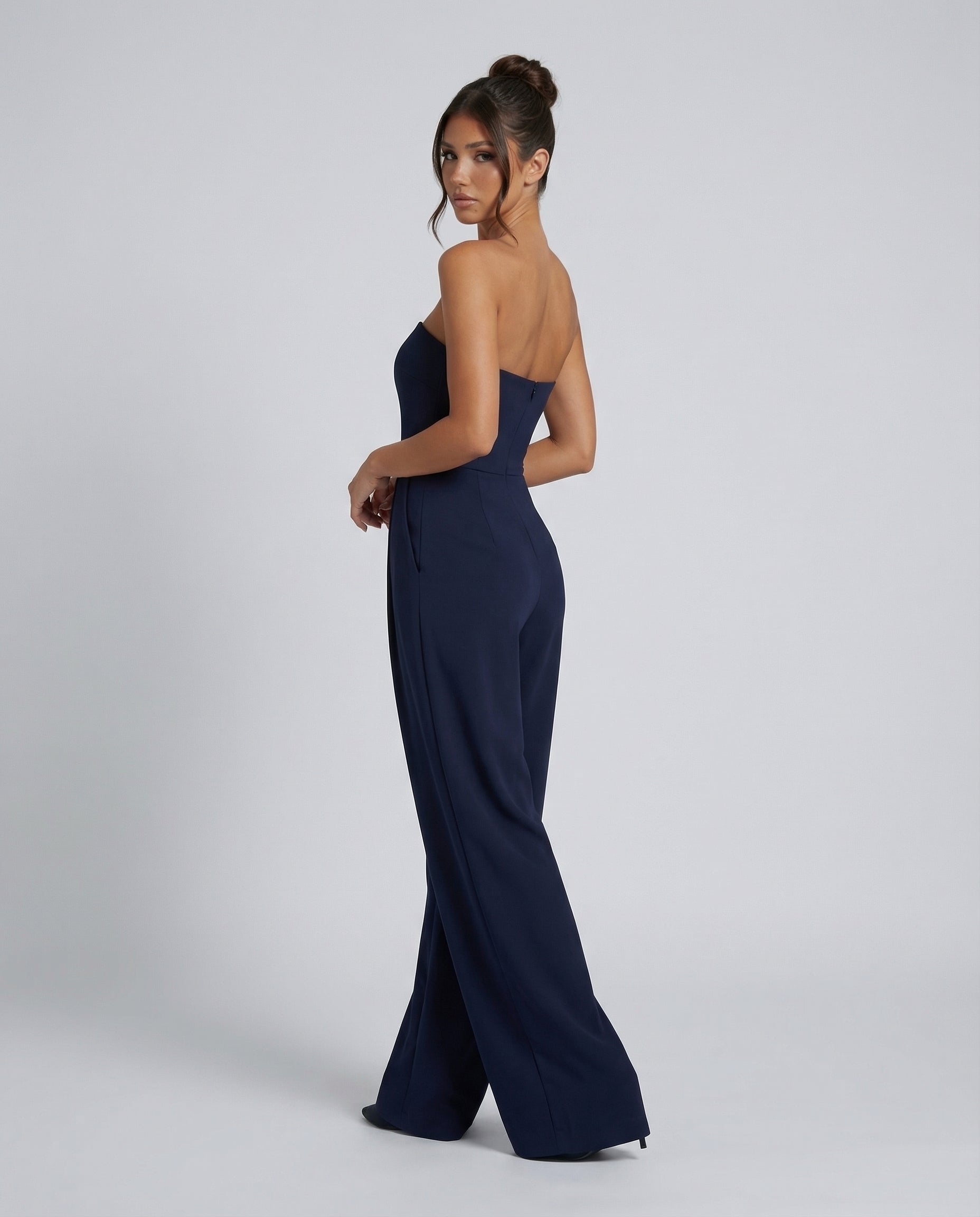 Women's strapless wide-leg jumpsuit