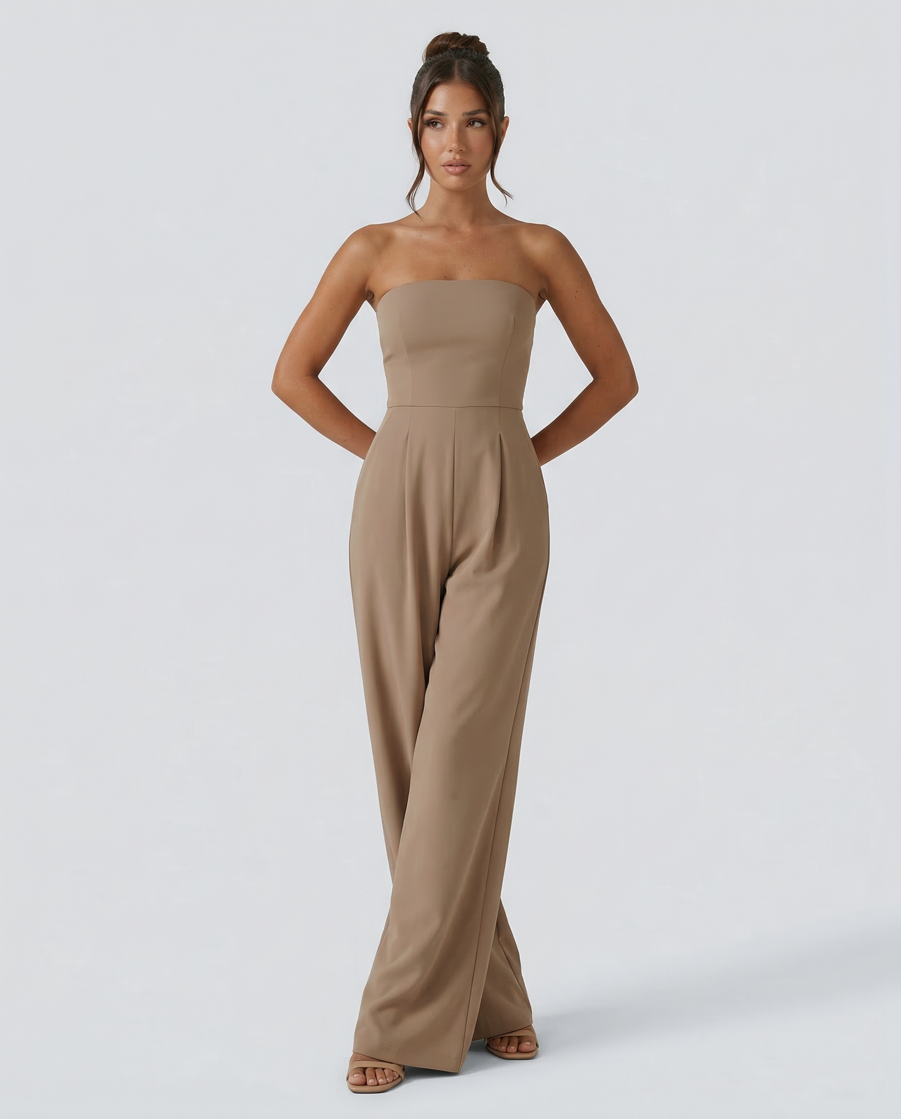 Women's strapless wide-leg jumpsuit