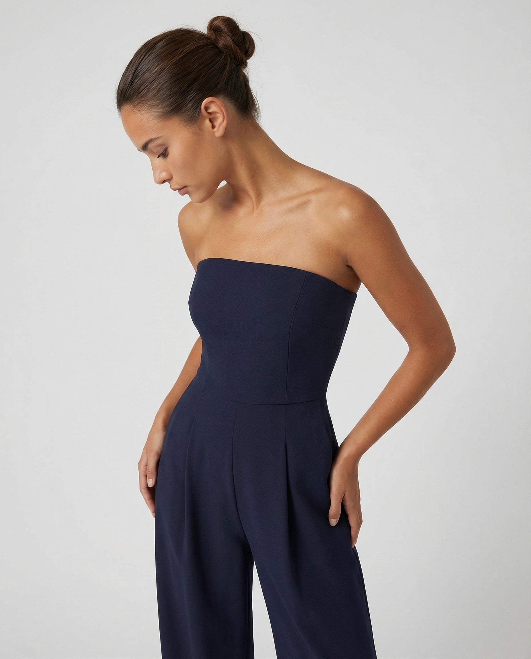 Women's strapless wide-leg jumpsuit