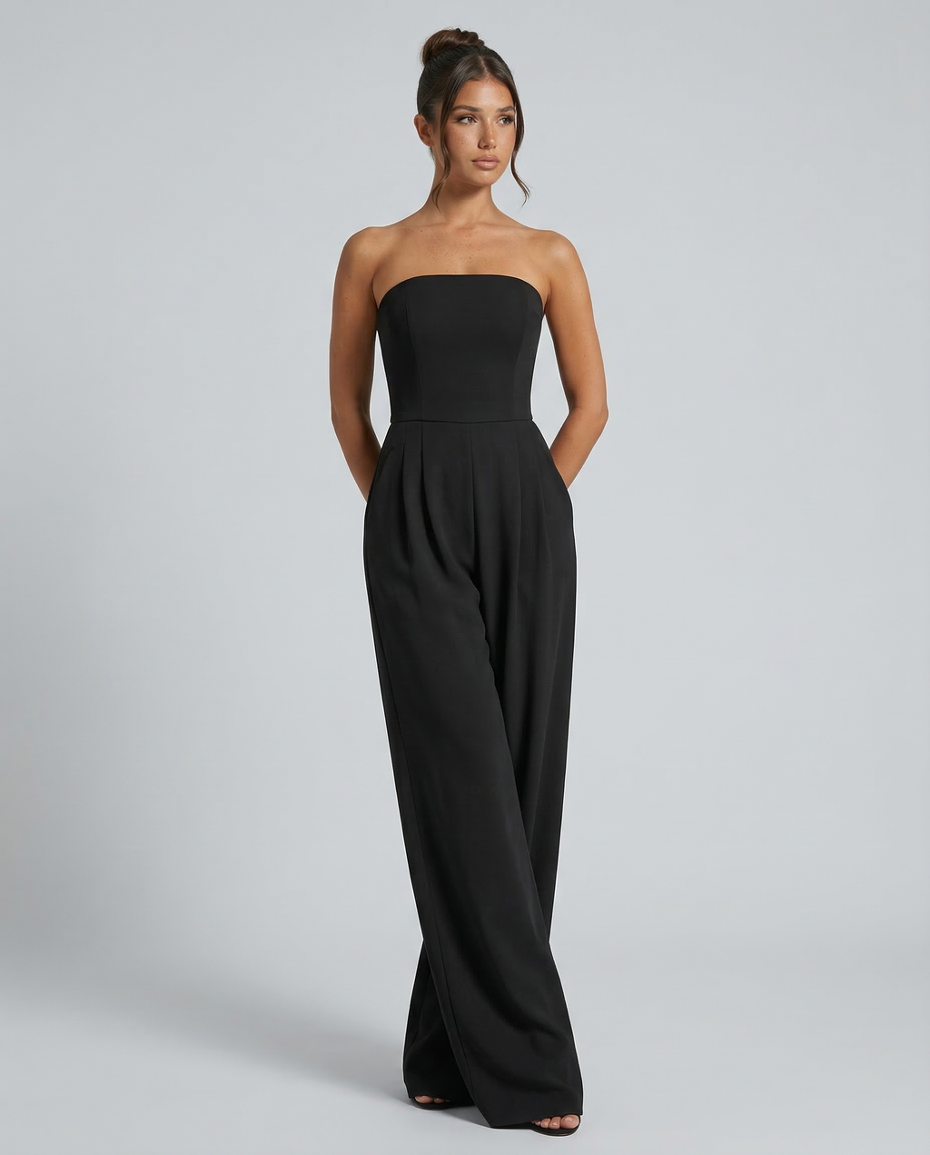 Women's strapless wide-leg jumpsuit