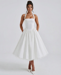 Women's midi halter neck dress with lace-up back
