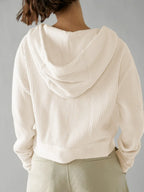 Women's waffle-knit hoodie with drawstring hood