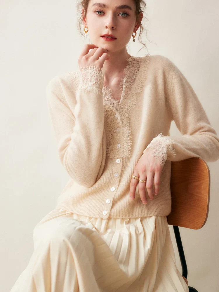 Women's lace cardigan with open-knit pattern