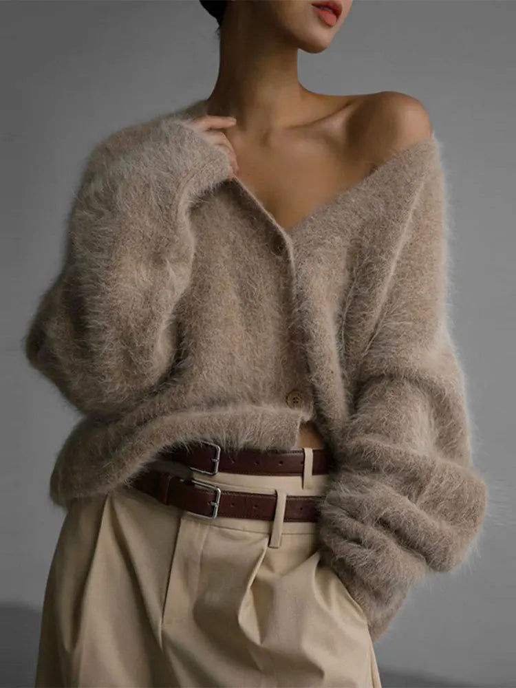 Women's open-front cardigan with long sleeves and ribbed trim
