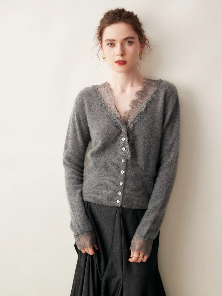 Women's lace cardigan with open-knit pattern