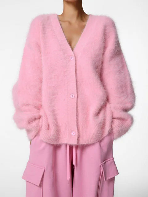 Women's open-front cardigan with long sleeves and ribbed trim