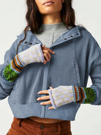 Women's waffle-knit hoodie with drawstring hood