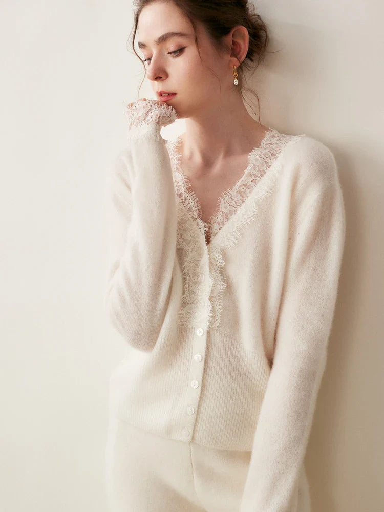 Women's lace cardigan with open-knit pattern