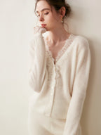 Women's lace cardigan with open-knit pattern