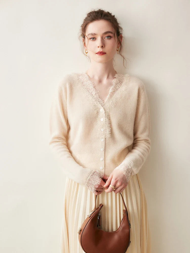 Women's lace cardigan with open-knit pattern